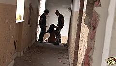 she wandered into the abandoned house where two guys took turns fucking her big ass in double penetration style