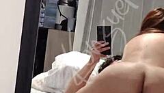 so this curvy latina chick is riding dick like a total goddess, her big ass bouncing all over in that horny way.