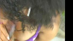 Amateur black ebony from caribbean gives blowjob in the shower during bathing session with theshimmyshow and foxy roxy.