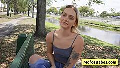 Hey petite blondie teen, ready to get seduced by that muscular bald dude near the lake? Joey White and JMac going at it hard.