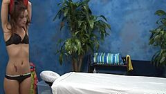 Massive cock contrasts with her tight wet shaved cunt during intense pounding