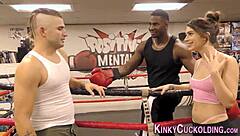 slut gobbles black cock with intense handjob and facial cumshot in femdom humiliation