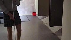 i adore shemale ting xuan's long legs in heels as she masturbates outdoors in the public hotel area