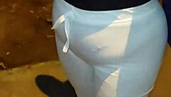 Offering Money to Harass Curvy Venezuelan Milf in Red Thong for Public Sex