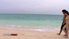 Hey, check out this Asian teen giving a blowjob before hardcore outdoor sex on the beach