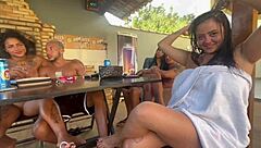 Incredible! Petite Brunette Latina Pornstar Gets Bent Over in Doggystyle Anal Fuck During Poolside Group Swap!