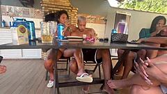 Incredible! Petite Brunette Latina Pornstar Gets Bent Over in Doggystyle Anal Fuck During Poolside Group Swap!