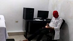 Can you believe this perverted doctor starts masturbating right after treating his cute patient?