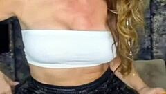 Milf shows off thick legs in nylon pantyhose with teasing moves