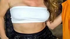 Milf shows off thick legs in nylon pantyhose with teasing moves