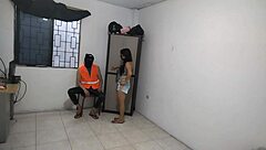 Why does this hot wife touch her big tits alone after saying goodbye to her husband?