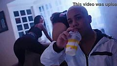 the black nerd guy picks up this skinny white girl and takes her to the garage for a rough pounding session