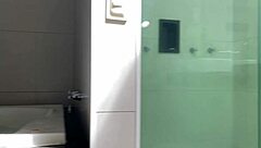 Young guy grabs me from behind in the shower for intense action. Big ass and natural tits make it unforgettable.