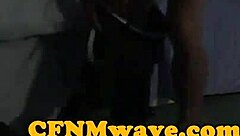 i feel so dominant watching these british femdoms sucking that sub's cock in a wild group...