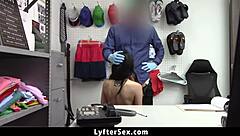 Does the officer skip calling cops and handle the teen shoplifter case with bent over doggystyle fucking in office?