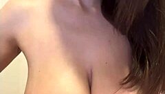 my stepmom showed off her huge milky tits while wearing a red dress