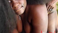 Ebony cougar bends over for doggystyle pounding from young big black cock in wet pussy