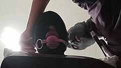 In this preview a tied up blindfolded and ballgagged milf experiences rough mouth pussy and ass penetration