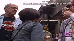 It was Fat Tuesday at Mardi Gras, where the wild exhibitionists and milfs flashed their tits in the outdoor party chaos