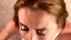 Cute blonde takes deep pounding and massive facial in pov style