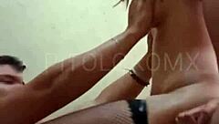 I felt excited oiling up my petite Latina stepsister's juicy ass before riding cowgirl