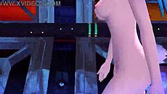 Hatsune Miku alien mod in Project Diva with full nude bunny costume and monster goddess elements