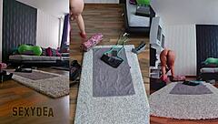 hey, check out my curvy latina ass in this homemade naked yoga workout with stretching and flexing in triple cam view.