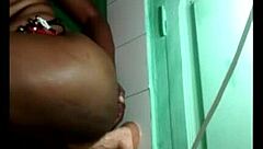 Oh man, check out this black girl mounting a dildo on the wall for some wild acrobatic fucking action.