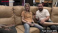 Off duty welfare check with Stacy Shepard behind the scenes - blonde cop vibes.