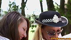 uniformed british cops jerking sub outdoors!