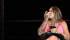 blonde colombian sara blonde's interview turns wild. she masturbates outdoors until squirting massively in public.