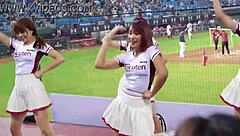 these sexy baseball cheerleaders are out there dancing with perfect bodies in their outfits