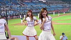 these sexy baseball cheerleaders are out there dancing with perfect bodies in their outfits