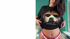 Amateur mature milf with big tits acts as femdom mistress in pov to flog her submissive slut.