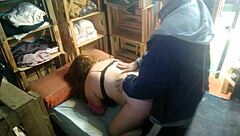 I bend over in thong panties so my boyfriend can fuck me doggystyle, feeling every deep thrust that makes me crave more from his hard cock in my wet Latina pussy.