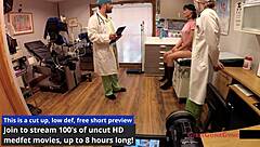 Nurse Channy Crossfire explores squirting orgasms with anal fingering and vibrator toys in a fetish hospital scene