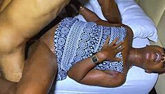 oh baby, you're as sweet as sugar in that miniskirt and panties, he whispers to the curvy ebony girlfriend in their homemade interracial bedroom scene