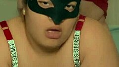 im a hot little 18+ bbw, miari mayas, riding cowgirl style with my small tits bouncing in red