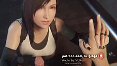 tifa gets big tits blowjob with cum in mouth and cumshot. aerith watches on the side.