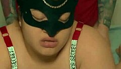 im a hot little 18+ bbw, miari mayas, riding cowgirl style with my small tits bouncing in red