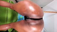 this soft big ass ebony milf starts twerking and teasing with her curvy body in homemade strip.