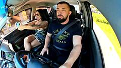 naughty passenger hops into uber without panties and the driver can't resist her