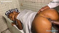 Horny housewife bends over for big black cock doggystyle pounding in bathroom