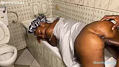 Horny housewife bends over for big black cock doggystyle pounding in bathroom