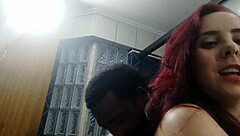 Oh yeah, suck that big black cock deep in the bathroom! she moans during amateur interracial fuck.
