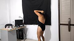 My parents head out and i start dancing sensually in lingerie for you in this homemade solo video