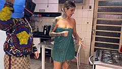 My naughty wife greeted the water guy totally bare at our door for the hottest session