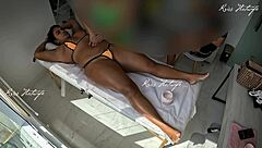 Massaging with Micro Bikini Shoved Deep in Pussy