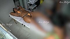 Massaging with Micro Bikini Shoved Deep in Pussy