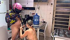 My naughty wife greeted the water guy totally bare at our door for the hottest session